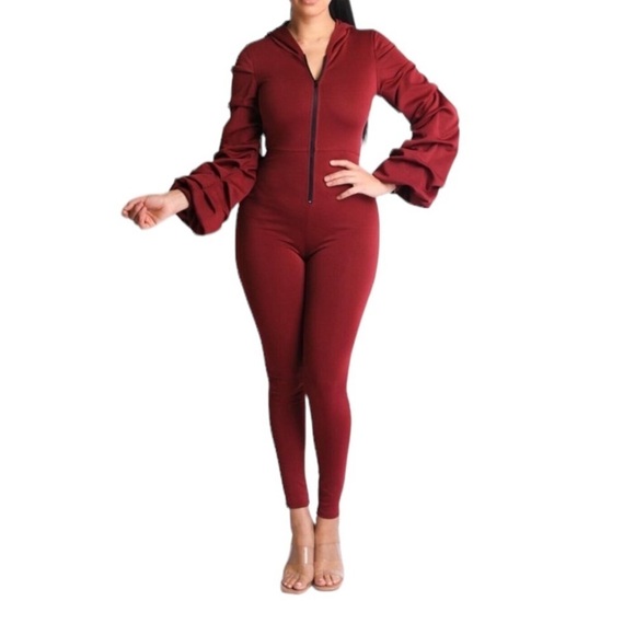 Women's Pinched Sleeves Zipper Front Hoodie Jumpsuit
New - Picture 2 of 6